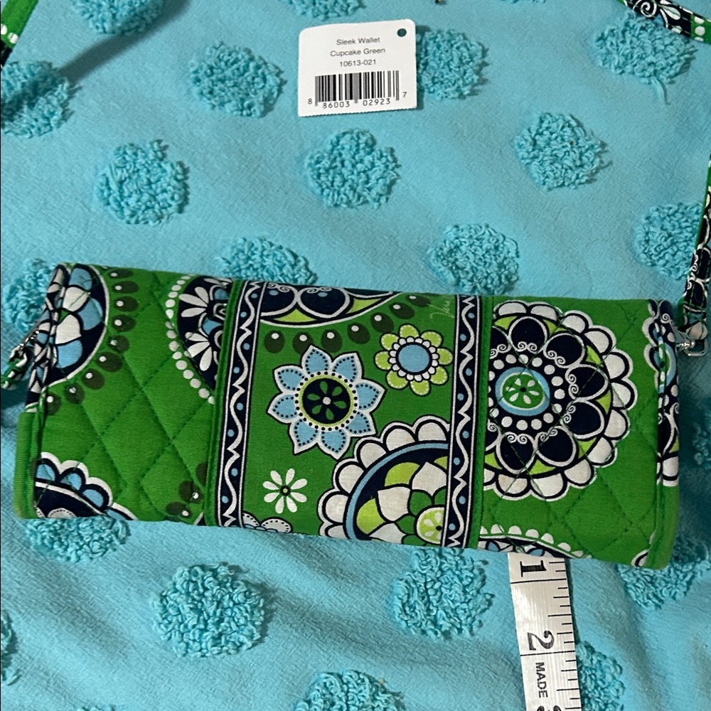 Vera Bradley Green Floral Print Crossbody Wallet - Picture 6 of 7